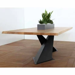 Tavolo da pranzo design moderno con piano rovere made in Italy Elliot