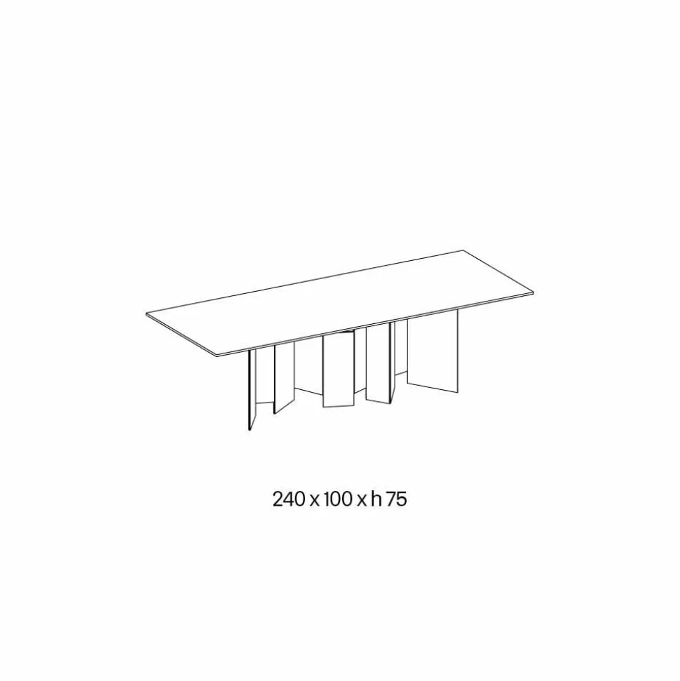 Tavolo da Pranzo di Design in Ceramica e Base Vetro Fumè Made in Italy – Random