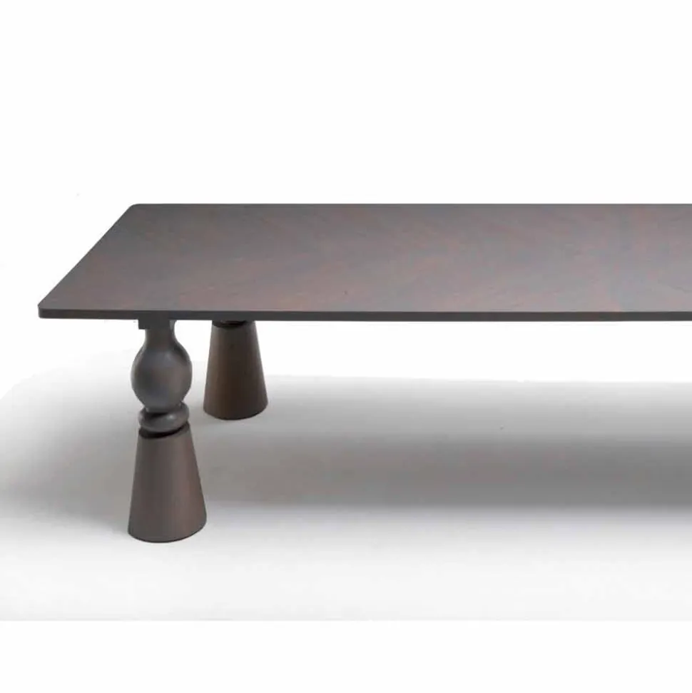 Tavolo da pranzo di design in legno rovere grigio, made in Italy,Teseo