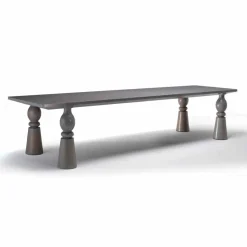 Tavolo da pranzo di design in legno rovere grigio, made in Italy,Teseo
