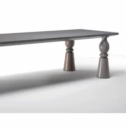 Tavolo da pranzo di design in legno rovere grigio, made in Italy,Teseo