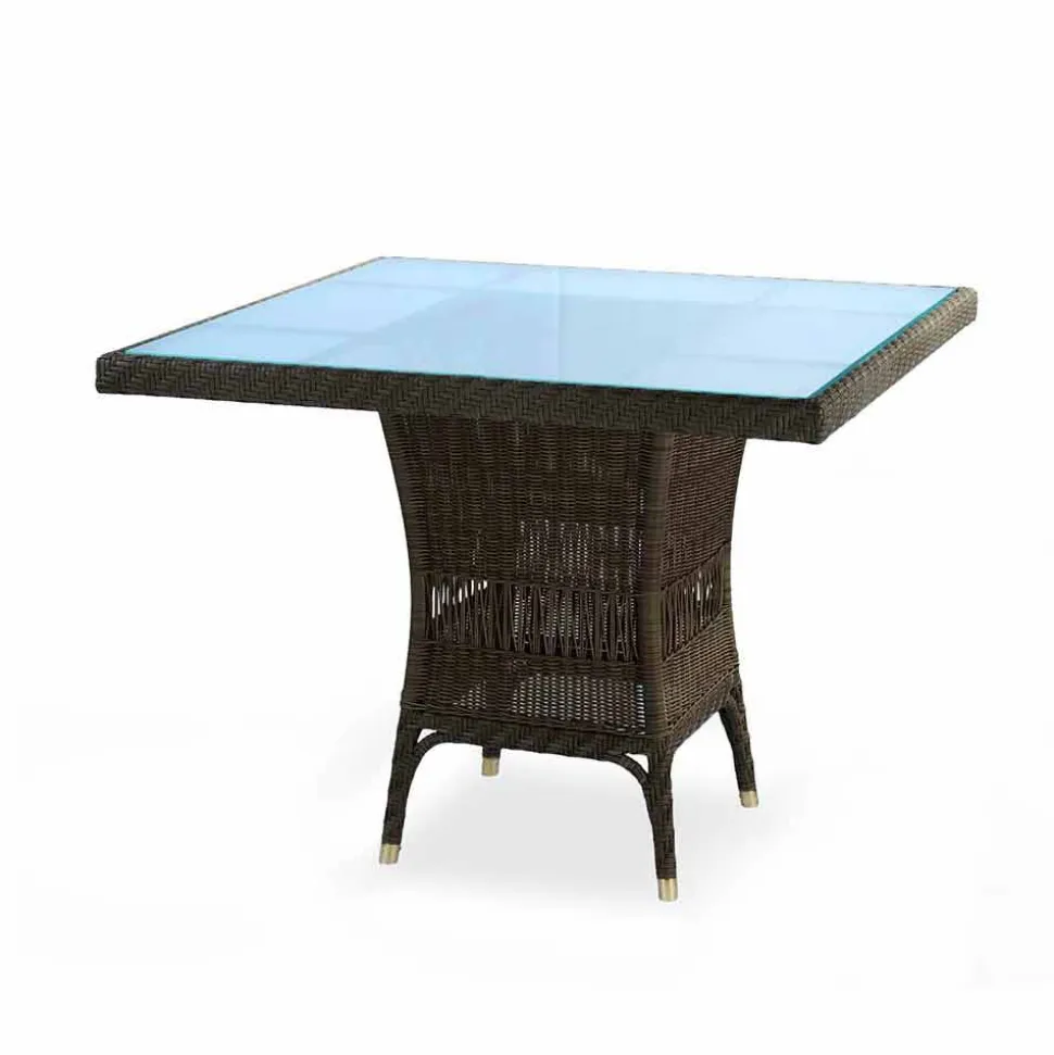 Tavolo da pranzo di design in polietilene intrecciato a mano Chad