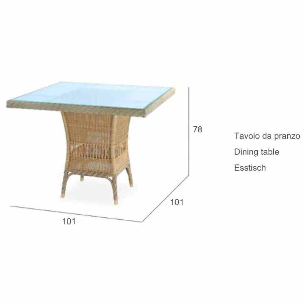 Tavolo da pranzo di design in polietilene intrecciato a mano Chad