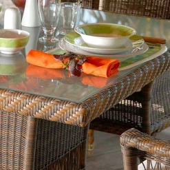 Tavolo da pranzo di design in polietilene intrecciato a mano Chad