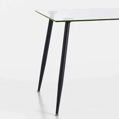 Tavolo da Pranzo di Design Moderno in Vetro Temperato e Metallo Nero – Foulard