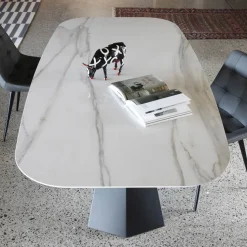 Tavolo da Pranzo Ellittico in Acciaio e Ceramica Lucida Florim - Gelsino