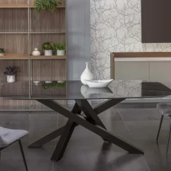 Tavolo da Pranzo Ellittico in Ceramica e Alluminio - Yamir