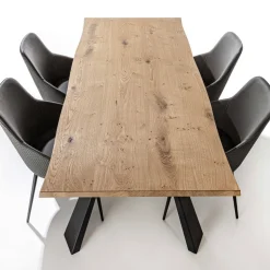 Tavolo da Pranzo Fisso Base Metallo e Piano Impiallacciato Rovere - Termoli