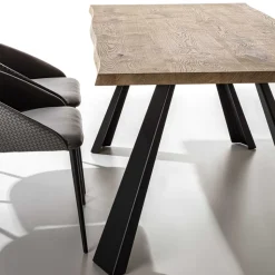 Tavolo da Pranzo Fisso Base Metallo e Piano Impiallacciato Rovere - Termoli