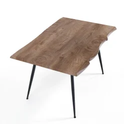 Tavolo da Pranzo in Acciaio con Piano in Mdf Finitura Quercia  - Gherardo