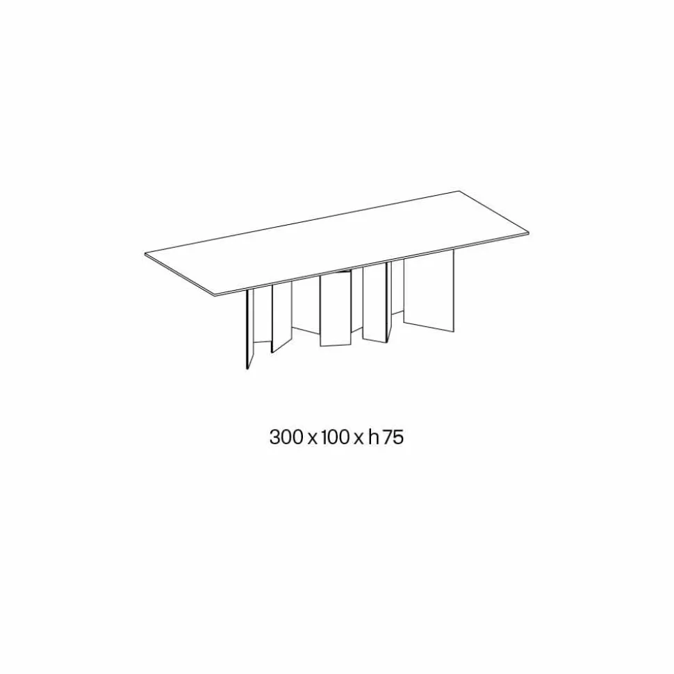 Tavolo da Pranzo in Ceramica e Base in Vetro Extrachiaro Made in Italy – Random