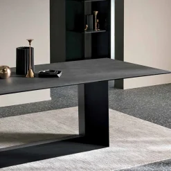 Tavolo da Pranzo in Ceramica Pietra di Savoia Antracite Made in Italy – Moro