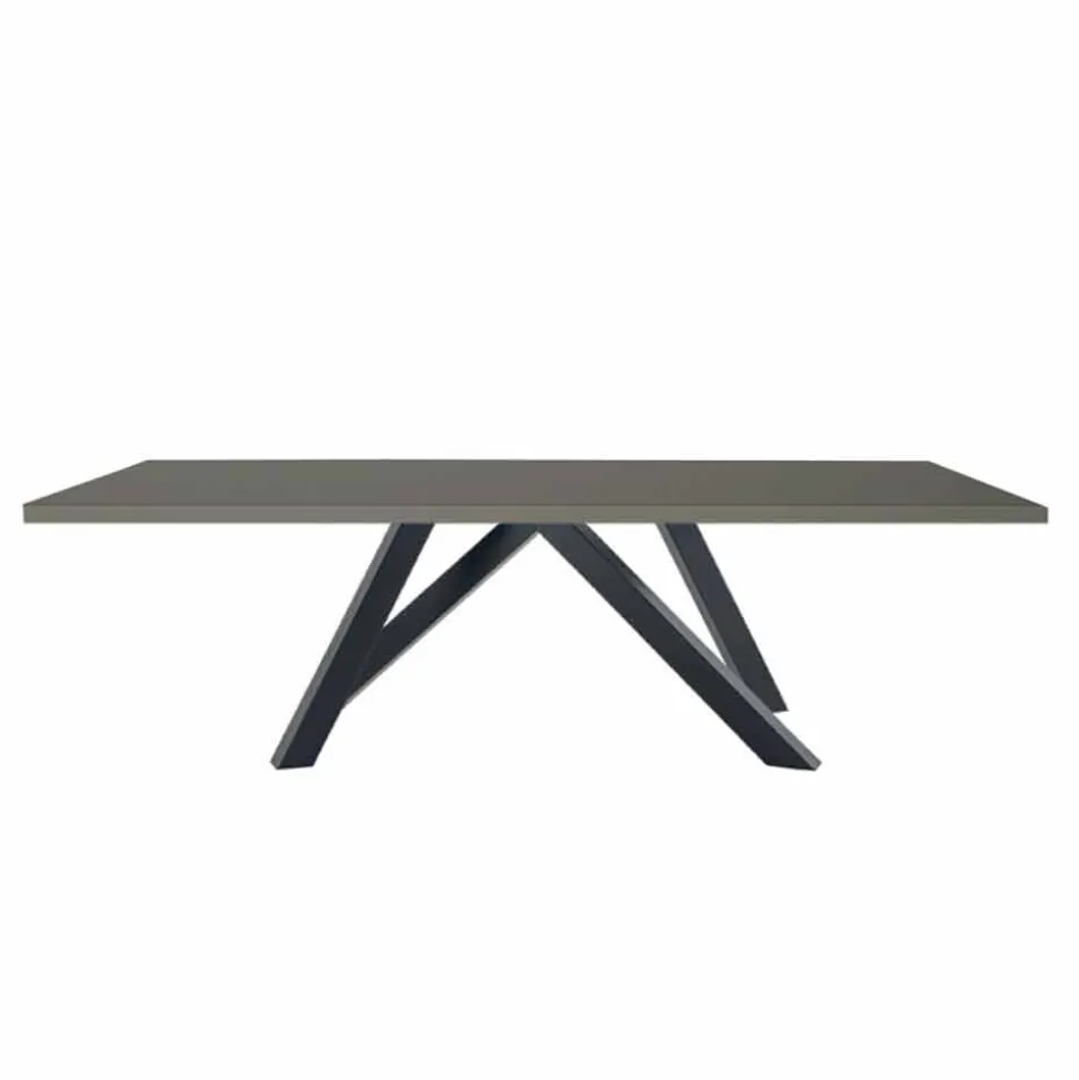 Tavolo da Pranzo in Fenix Grigio e Acciaio Laccato Made in Italy - Settimmio