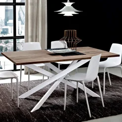 Tavolo da Pranzo in Hpl con Base in Metallo Made in Italy, Pregiato - Carlino