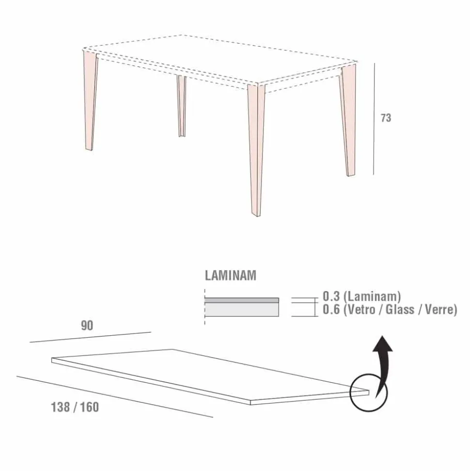 Tavolo da Pranzo in Laminam e Metallo Verniciato Realizzato in Italia - Efisto