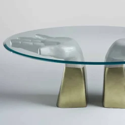 Tavolo da pranzo in legno con piano in vetro, made in Italy, Bartolo