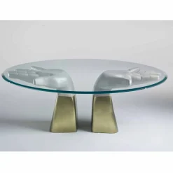 Tavolo da pranzo in legno con piano in vetro, made in Italy, Bartolo