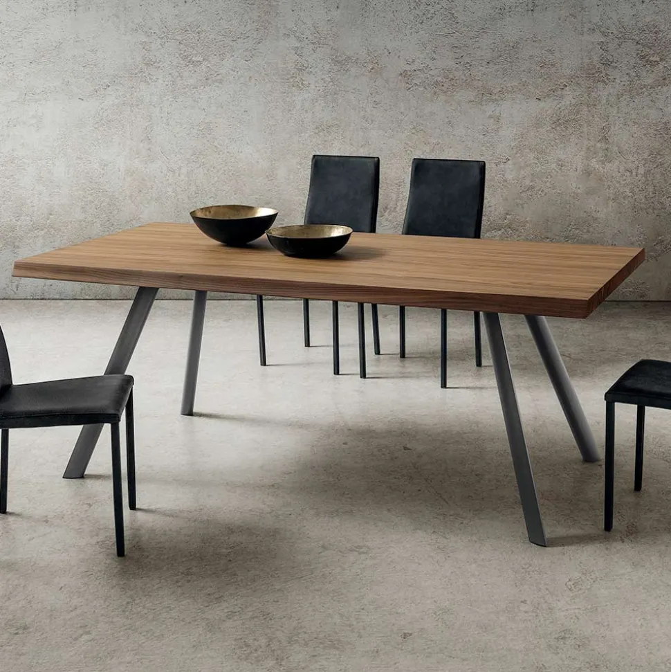 Tavolo da Pranzo in Legno e Alluminio Made in Italy, Pregiato - Lingotto