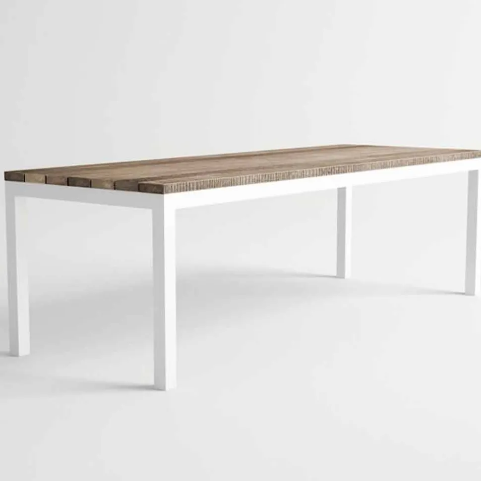 Tavolo da Pranzo in Legno e Alluminio da Esterno di Design Moderno - Gange
