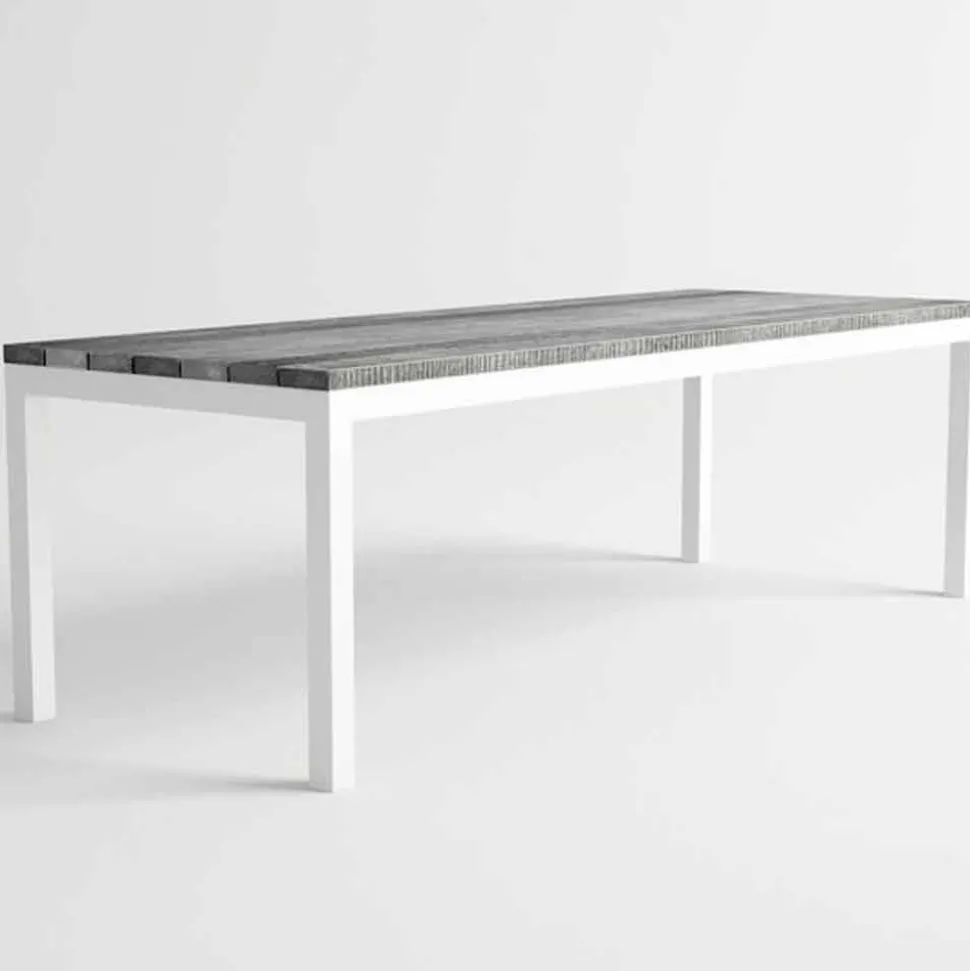 Tavolo da Pranzo in Legno e Alluminio da Esterno di Design Moderno - Gange