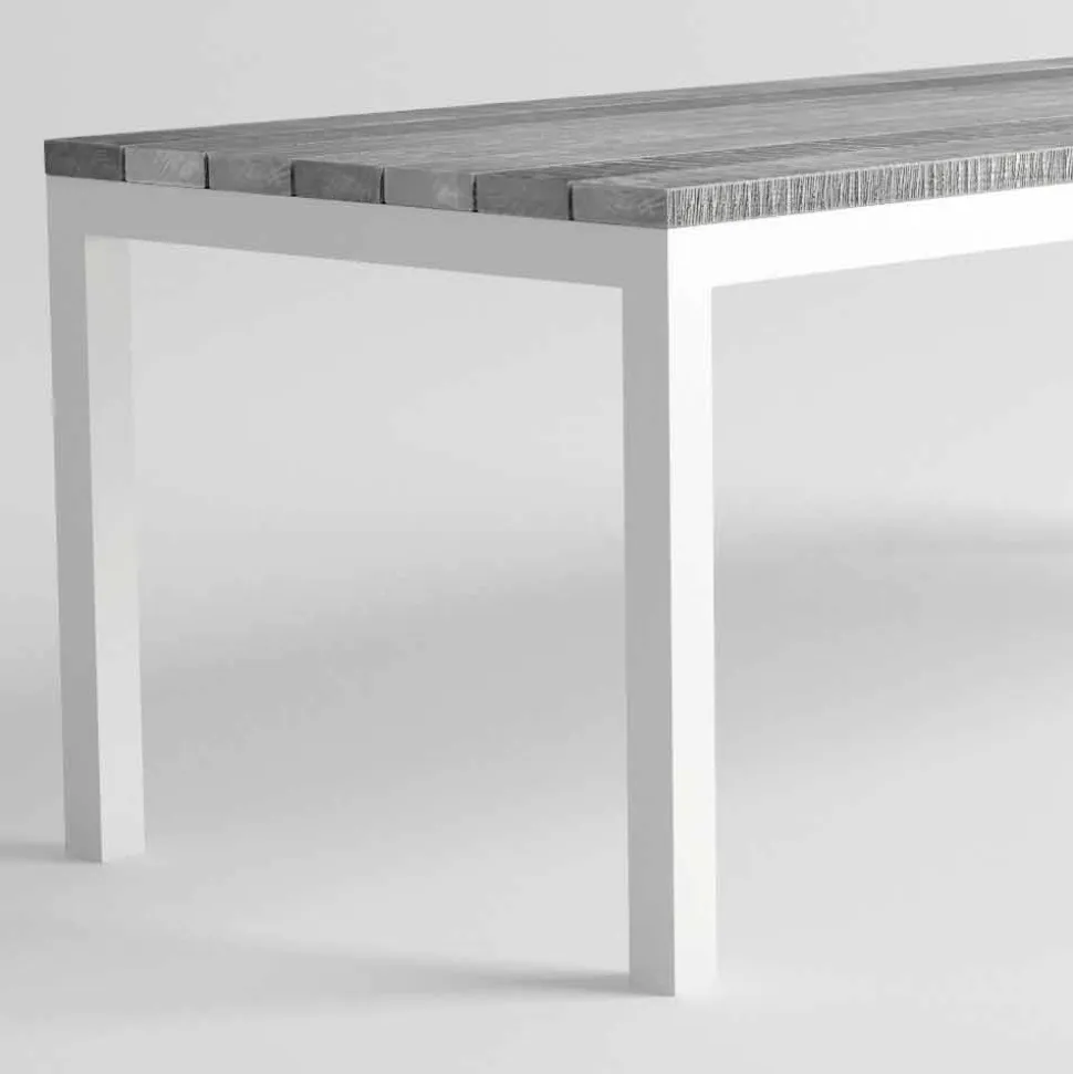 Tavolo da Pranzo in Legno e Alluminio da Esterno di Design Moderno - Gange