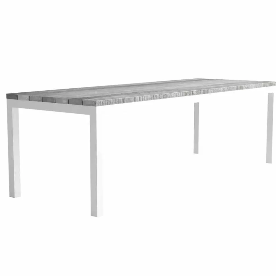 Tavolo da Pranzo in Legno e Alluminio da Esterno di Design Moderno - Gange