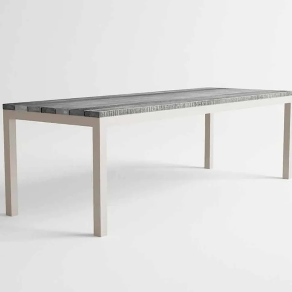 Tavolo da Pranzo in Legno e Alluminio da Esterno di Design Moderno - Gange