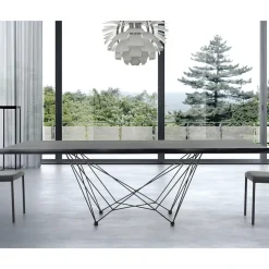 Tavolo da Pranzo in Legno Impiallacciato e Acciaio Made in Italy – Ezzellino