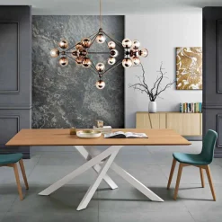 Tavolo da pranzo in legno MDF e metallo moderno made in Italy, Dionigi