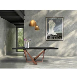 Tavolo da Pranzo in Legno Rovere e Metallo Color Rame Nuvolato Made in Italy - Patty