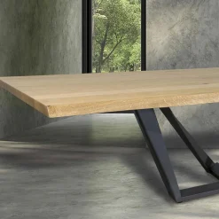 Tavolo da Pranzo in Legno Rovere e Metallo Color Grigio Ferro Made in Italy - Patty