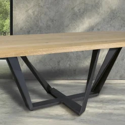 Tavolo da Pranzo in Legno Rovere e Metallo Color Grigio Ferro Made in Italy - Patty