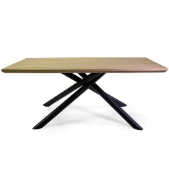 Tavolo da Pranzo in MDF Effetto Legno e Base in Metallo Nero - Tramonto