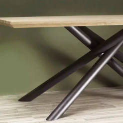 Tavolo da Pranzo in MDF Effetto Legno e Base in Metallo Nero - Tramonto