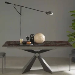 Tavolo da Pranzo in Metallo e Piano in Ceramica Design Made in Italy - Sinesio