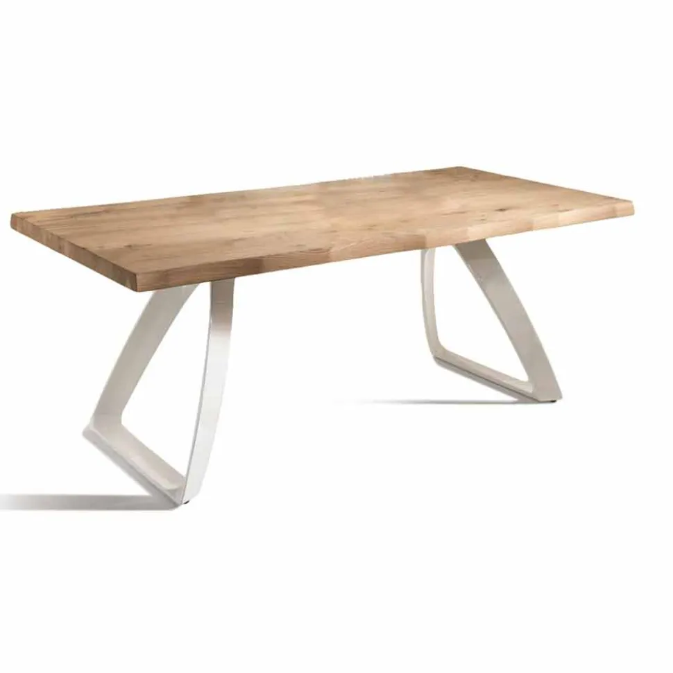 Tavolo da Pranzo in Metallo e Rovere Impiallacciato Made in Italy - Aryssa