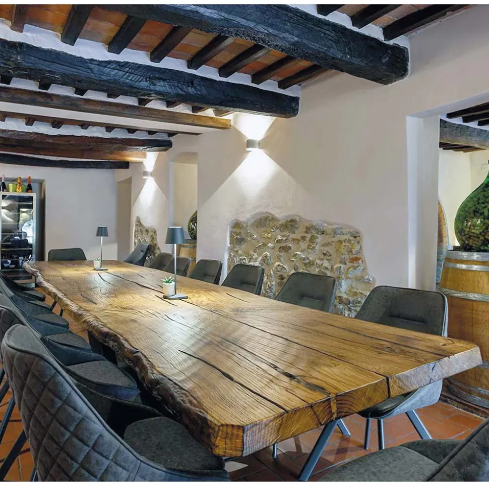 Tavolo da Pranzo in Quercia Secolare e Base in Metallo Made in Italy - Dite