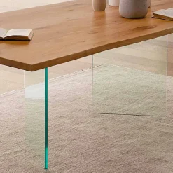 Tavolo da Pranzo in Rovere Nodato e Vetro Alta Qualità Made in Italy - Sibillo