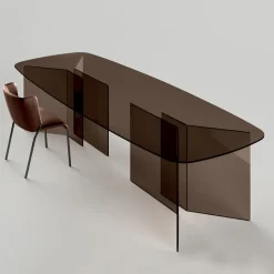 Tavolo da Pranzo in Vetro con Piano Rettangolare Made in Italy - Charles