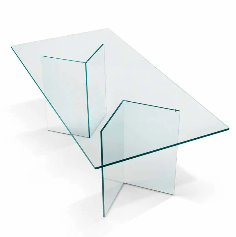 Tavolo da Pranzo in Vetro Extrachiaro di Design, Lusso Made in Italy - Pollinare