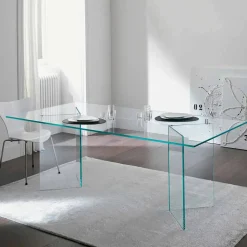 Tavolo da Pranzo in Vetro Extrachiaro di Design, Lusso Made in Italy - Pollinare