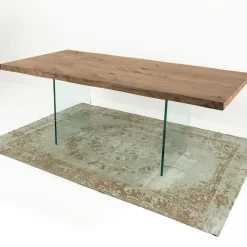 Tavolo da Pranzo Moderno in Legno Impiallacciato e Vetro Made in Italy – Strappo