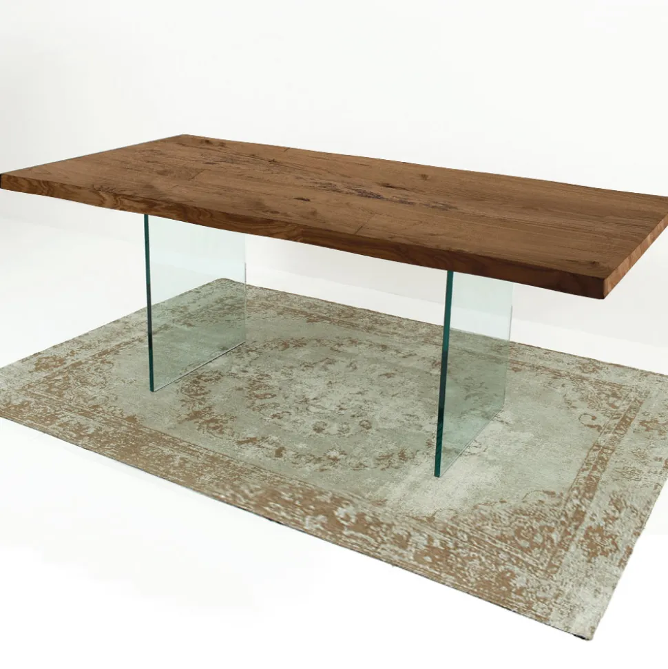 Tavolo da Pranzo Moderno in Legno Impiallacciato e Vetro Made in Italy – Strappo