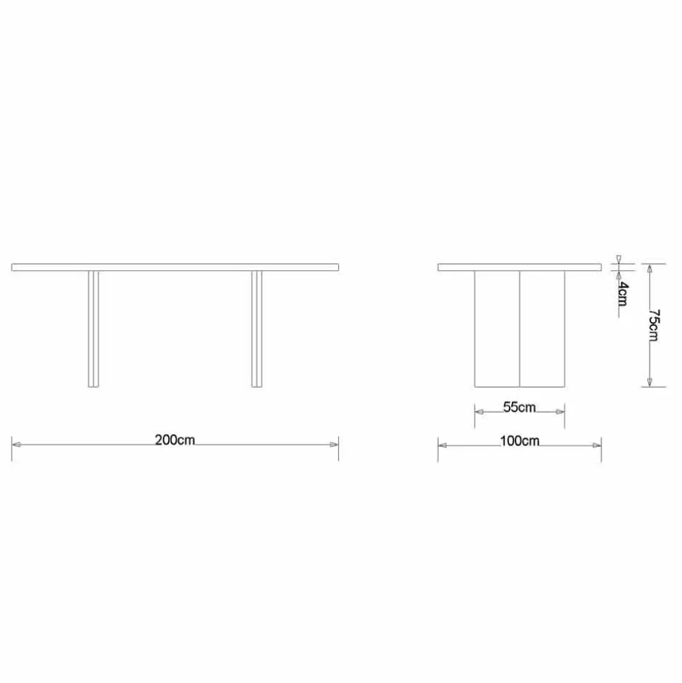 Tavolo da pranzo moderno in legno rovere made in Italy 200x100cm Paul