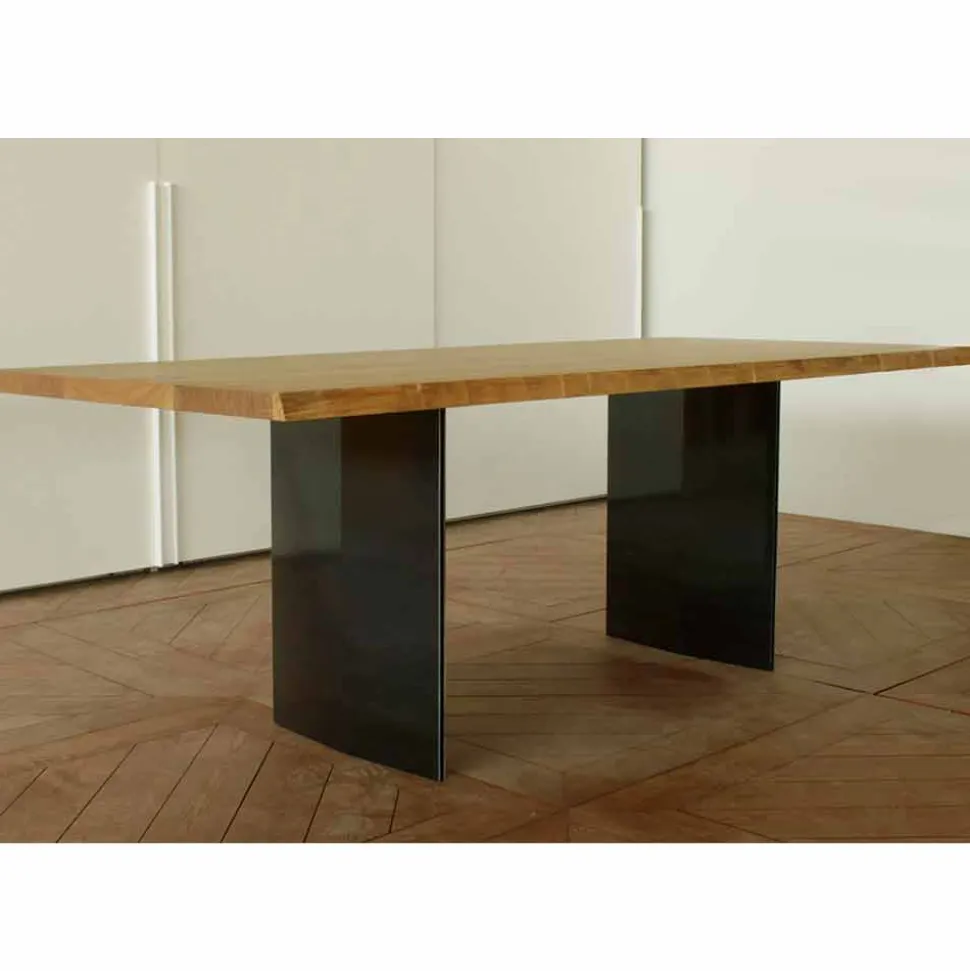 Tavolo da pranzo moderno in legno rovere made in Italy 200x100cm Paul