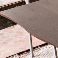 Tavolo da pranzo moderno 100x200cm in legno con gambe in vetro Flora