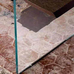Tavolo da pranzo moderno 100x200cm in legno con gambe in vetro Flora
