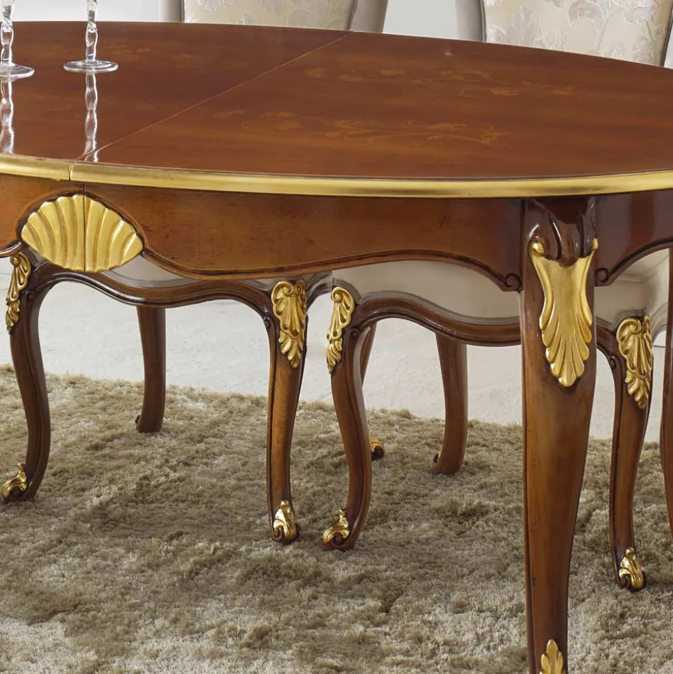 Tavolo da Pranzo Ovale Allungabile 270 cm in Legno Made in Italy - Baroque
