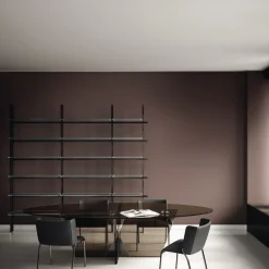 Tavolo da Pranzo Ovale con Piano e Base in Vetro Made in Italy - Tiseo