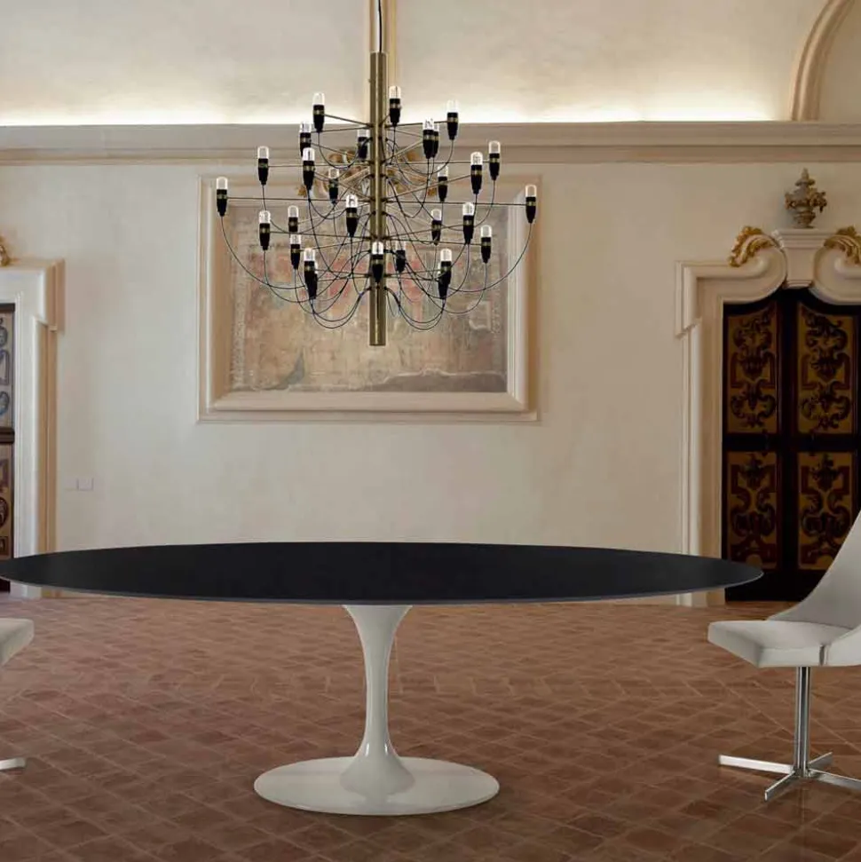 Tavolo da Pranzo Ovale in Laminato e Alluminio Made in Italy, Pregiato - Dollars